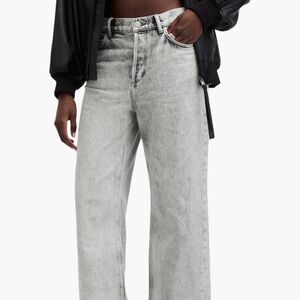 AllSaints Light Gray Wide-Leg Jeans
